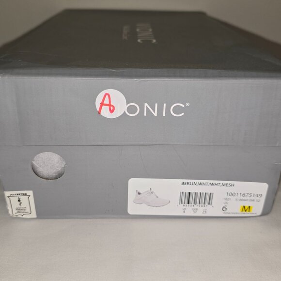 Vionic Berlin Sneaker White/White and Mesh w/Bungee Laces, Women's US Size 6 - Picture 5 of 6